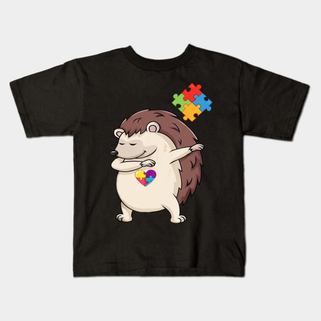 Hedgehog Puzzle Piece T shirt Autism Awareness Boys Kids Dab Kids T-Shirt by Danielsmfbb